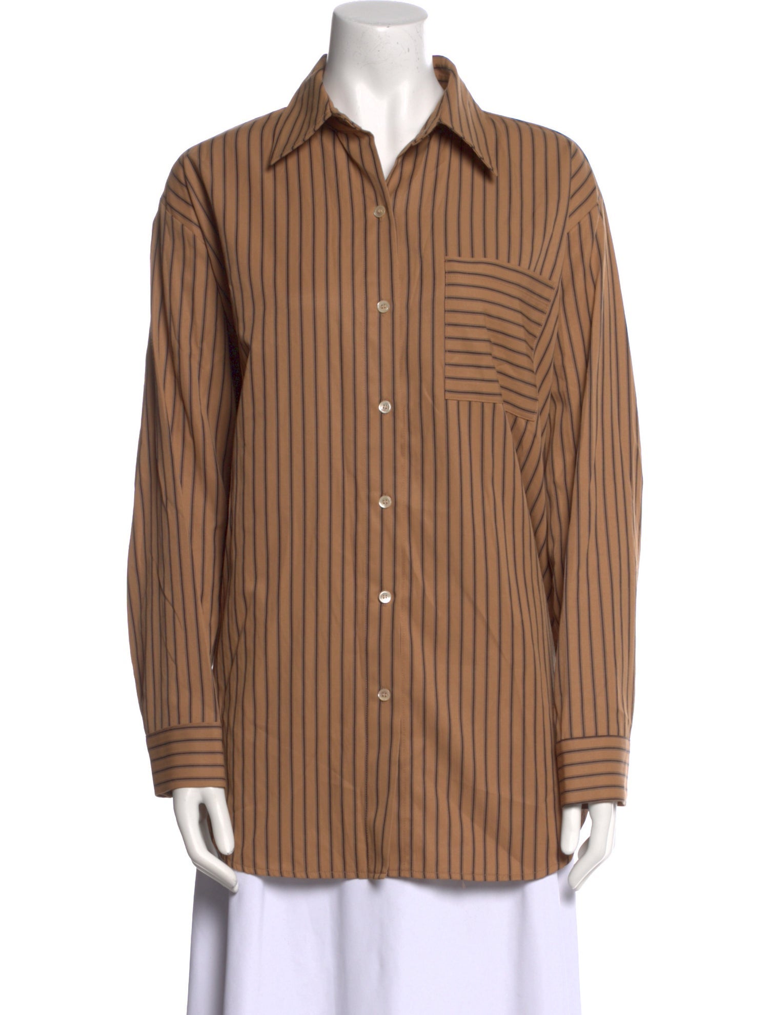 The Frankie Shop Striped Long Sleeve Button-Up Top