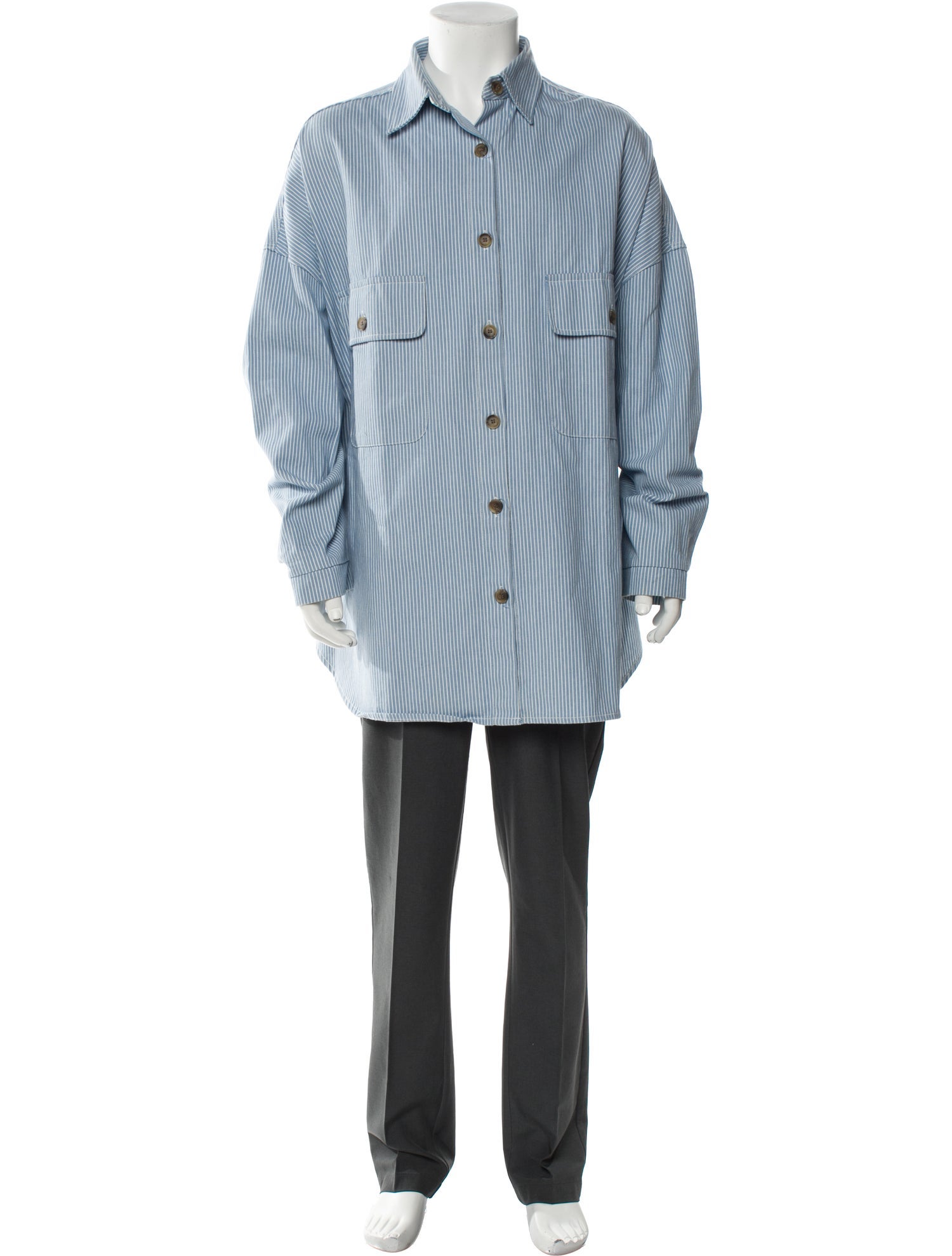 The Frankie Shop Striped Long Sleeve Western Shirt