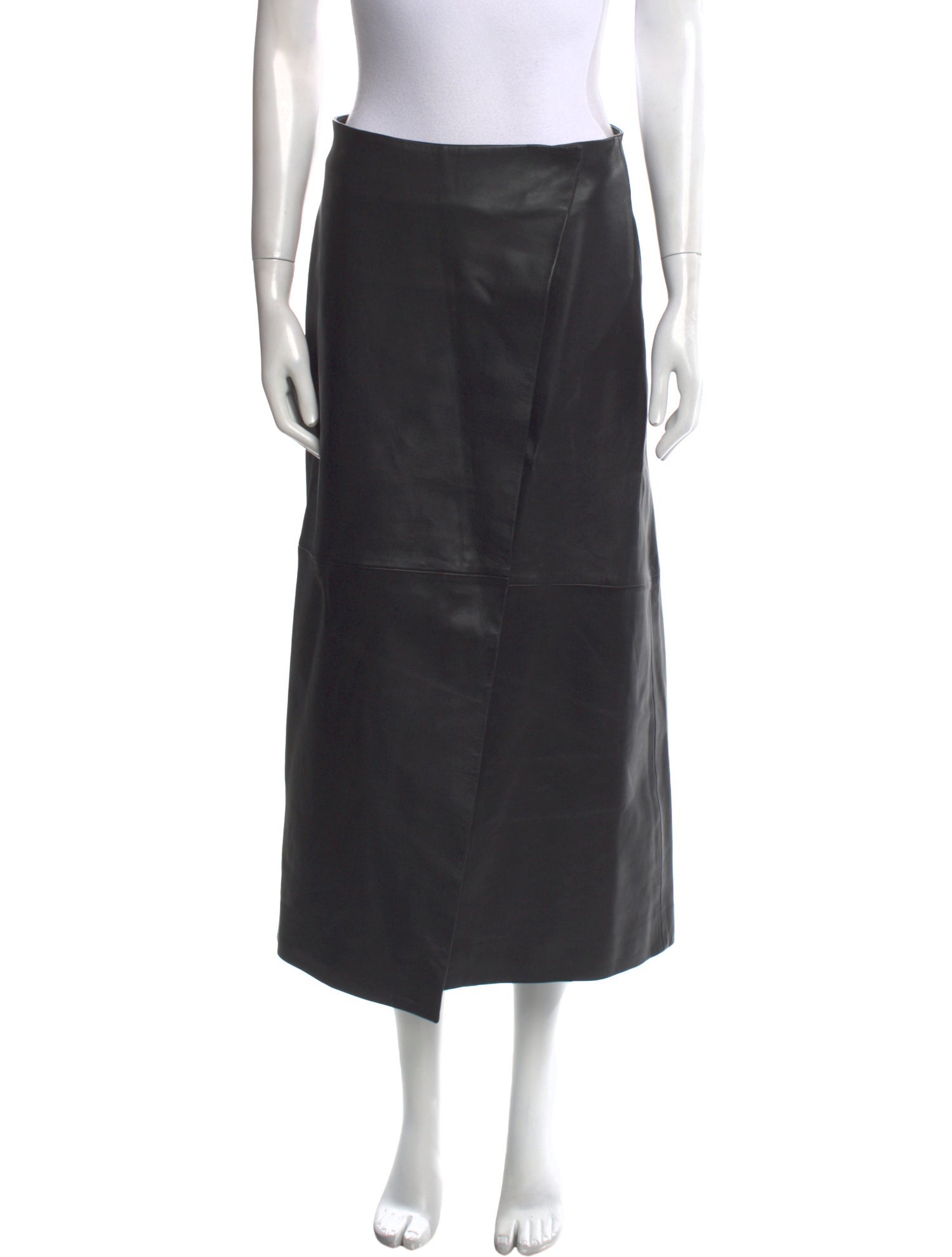 The Frankie Shop Lamb Leather Midi Length Skirt