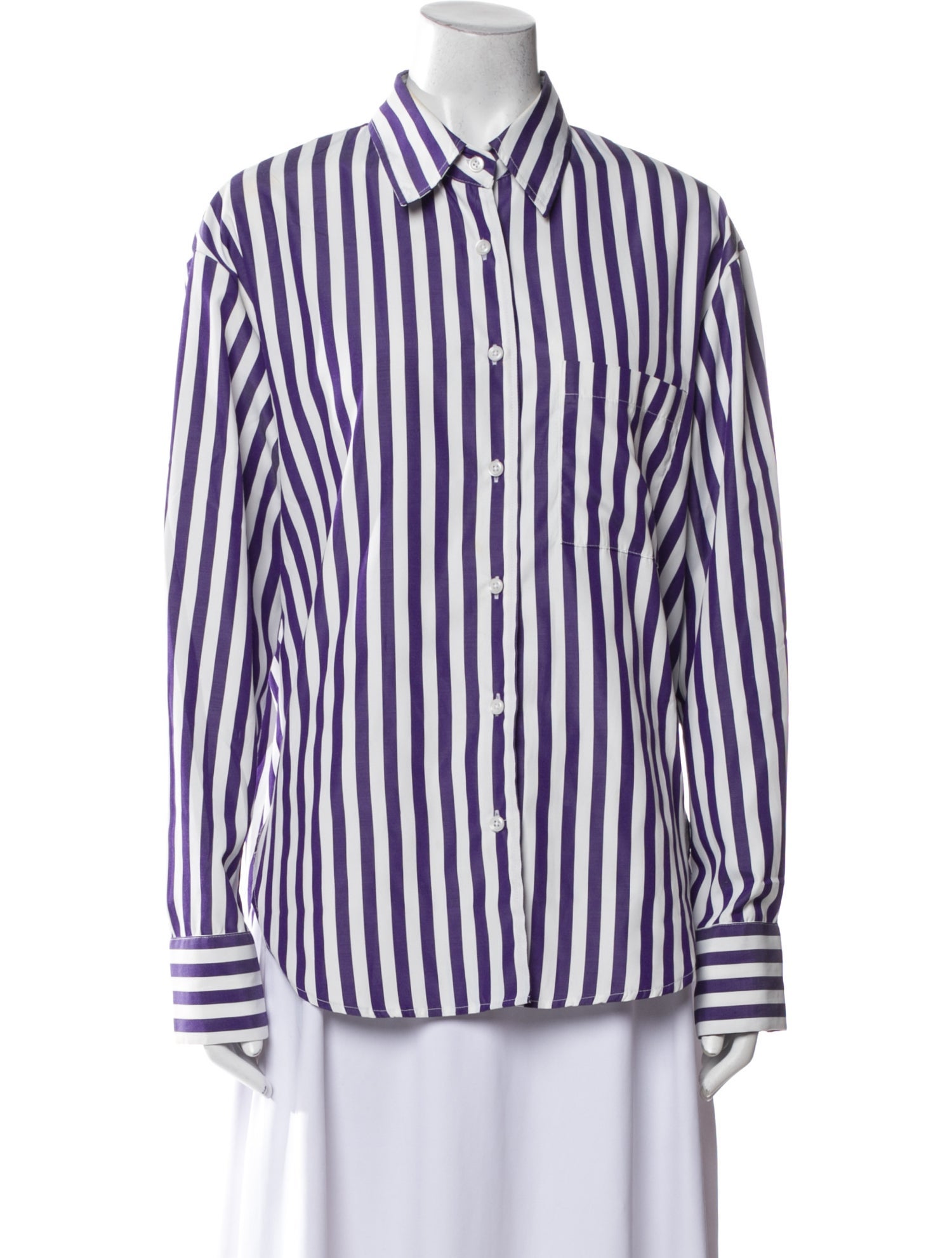 The Frankie Shop Striped Long Sleeve Button-Up Top