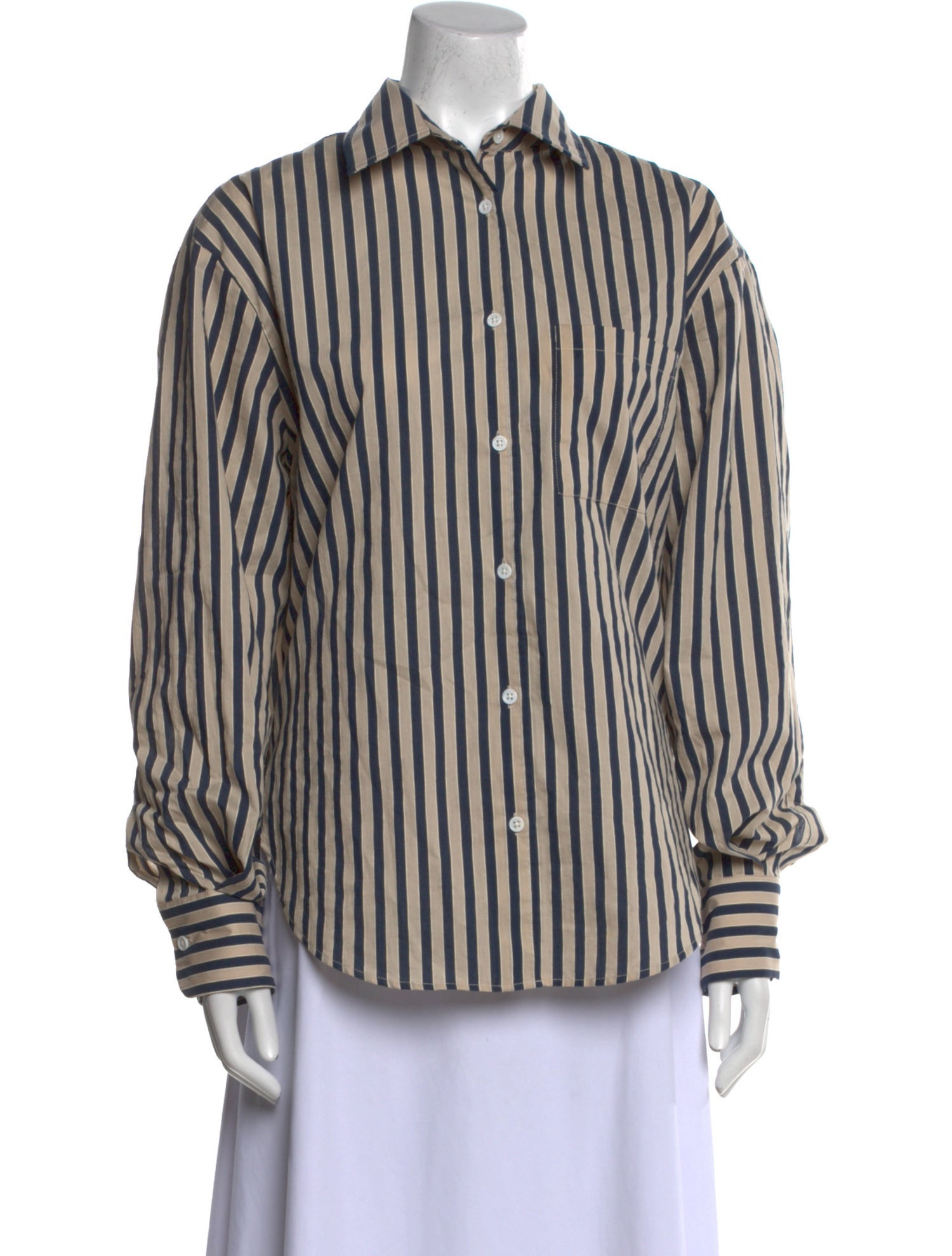 The Frankie Shop Striped Long Sleeve Button-Up Top