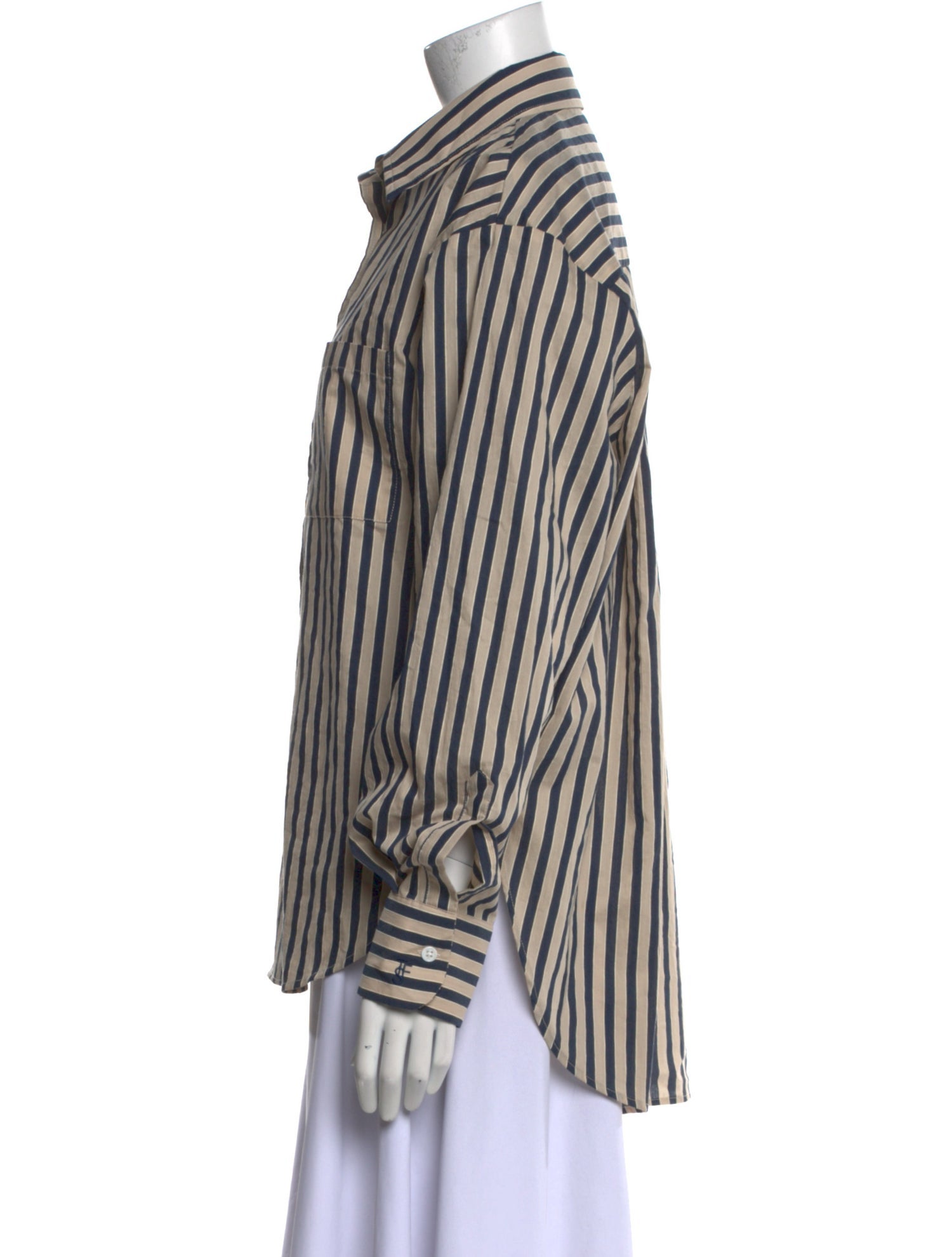 The Frankie Shop Striped Long Sleeve Button-Up Top