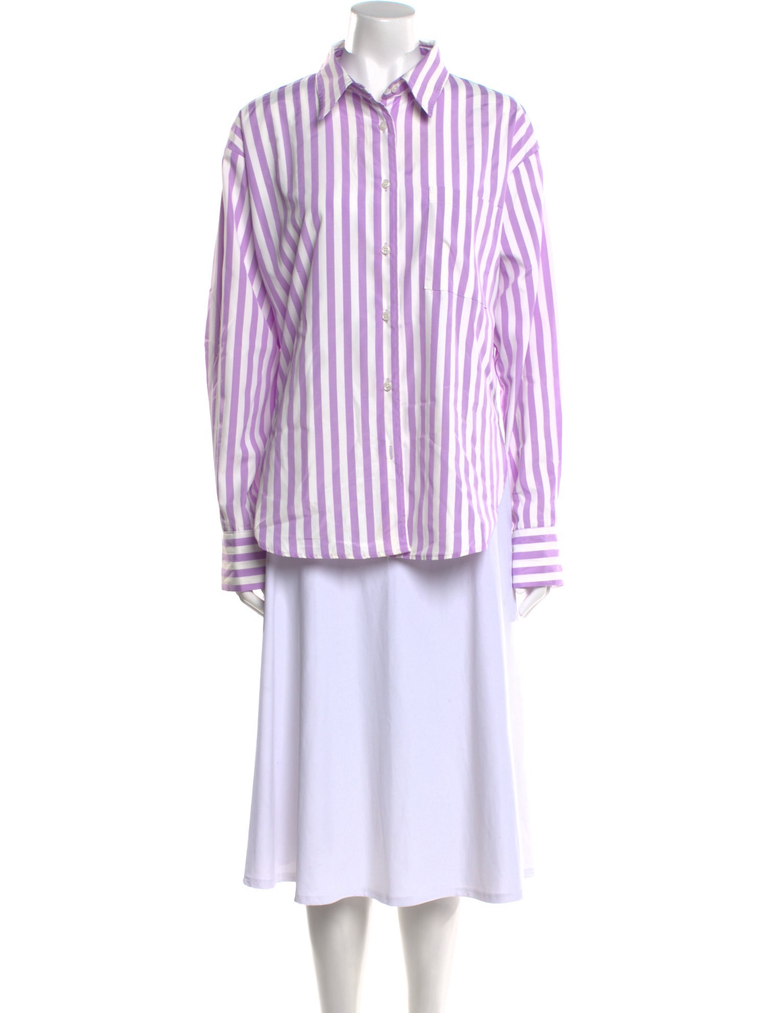 The Frankie Shop Striped Long Sleeve Button-Up Top