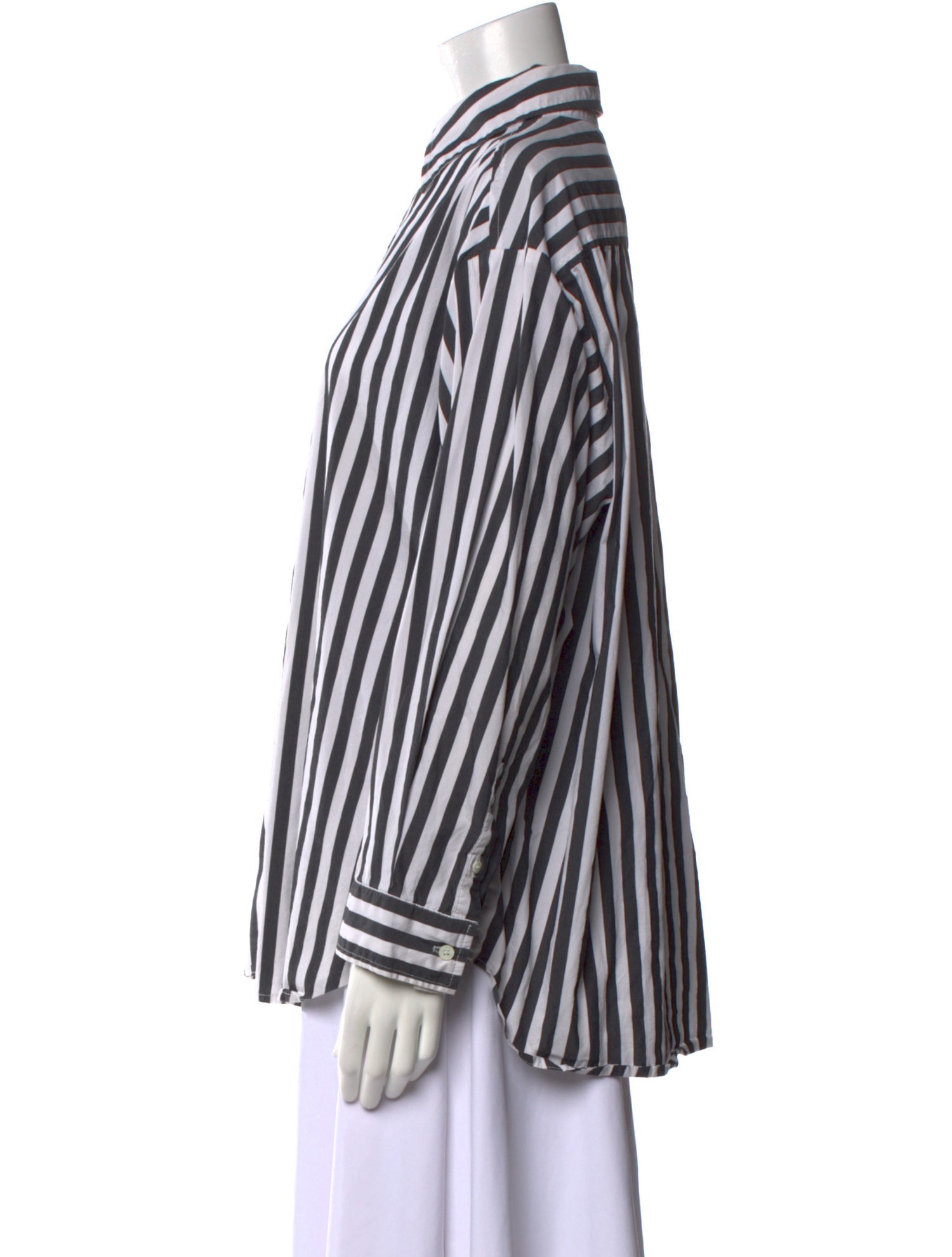 The Frankie Shop Striped Long Sleeve Button-Up Top