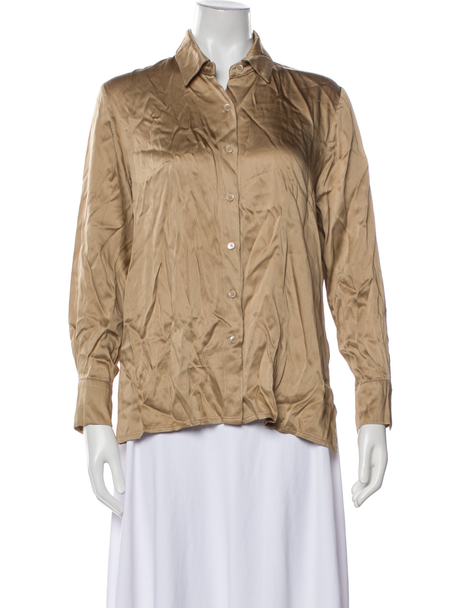 The Frankie Shop Nylon Long Sleeve Button-Up Top