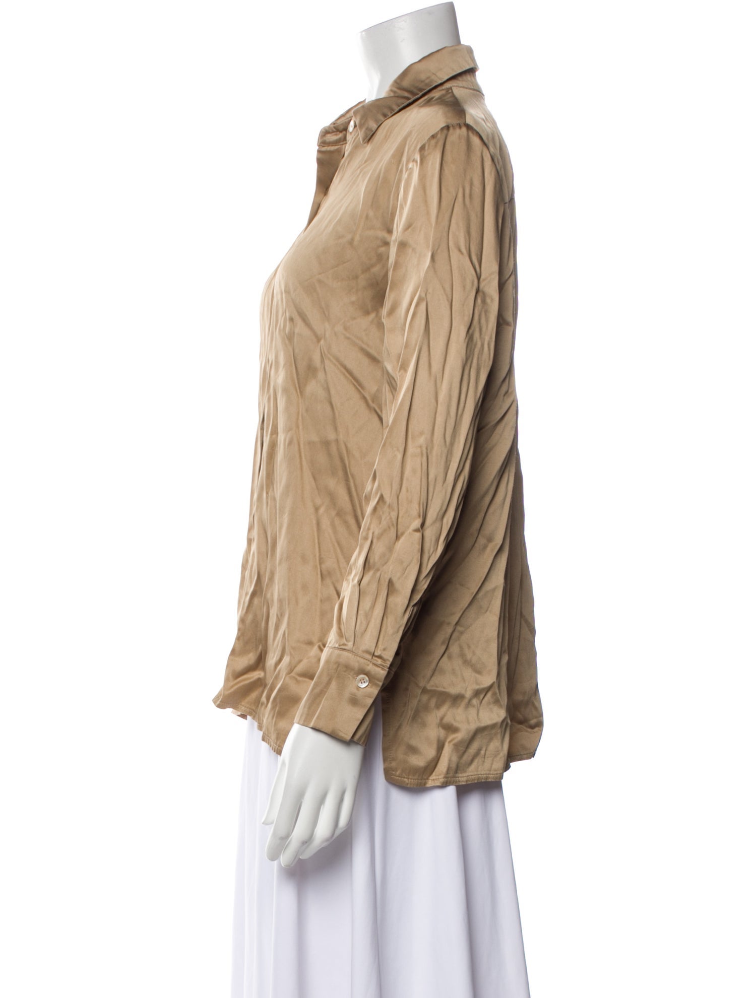 The Frankie Shop Nylon Long Sleeve Button-Up Top