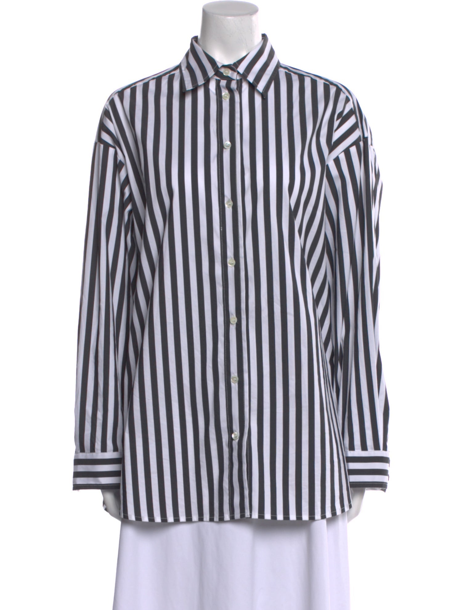 The Frankie Shop Striped Long Sleeve Button-Up Top
