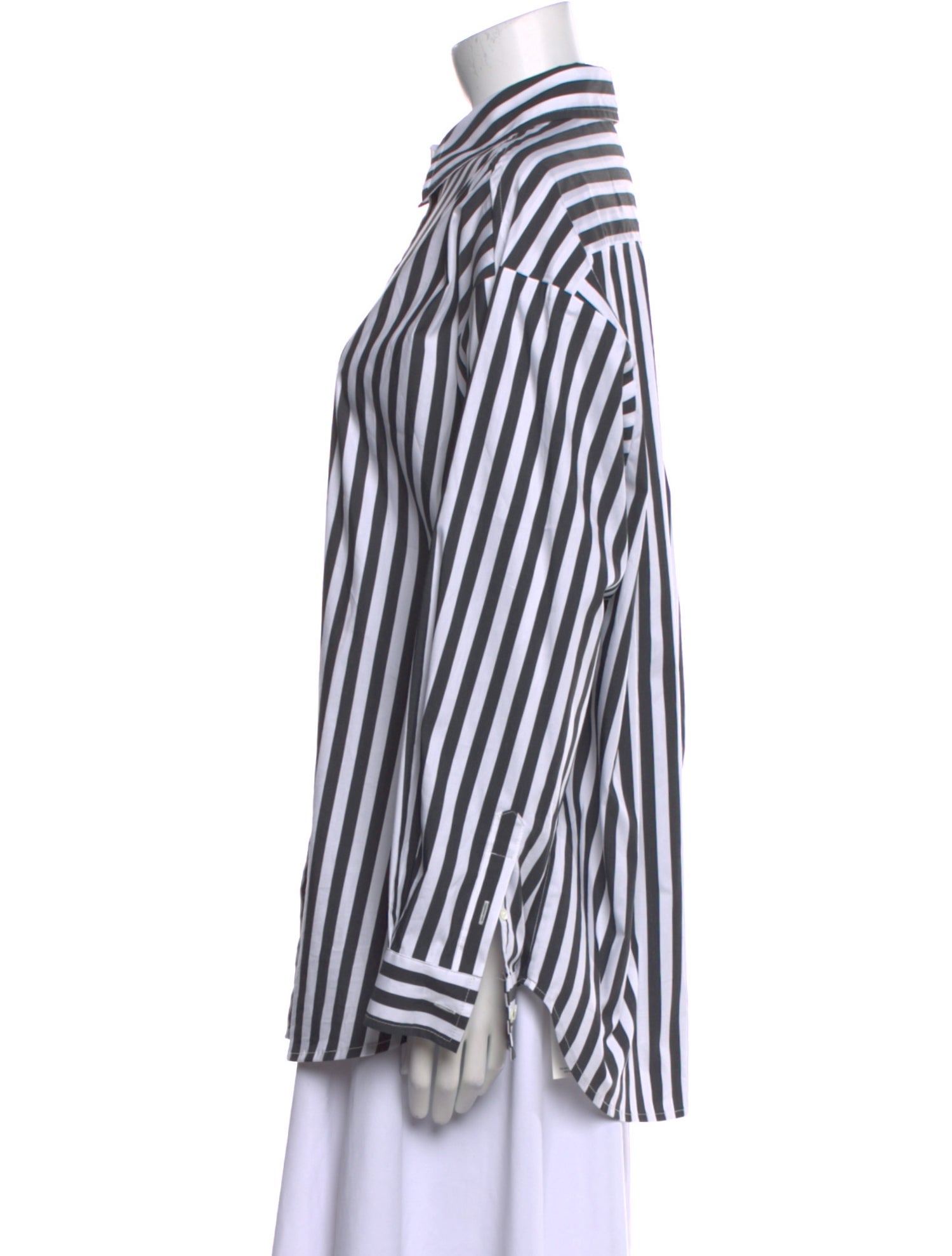The Frankie Shop Striped Long Sleeve Button-Up Top