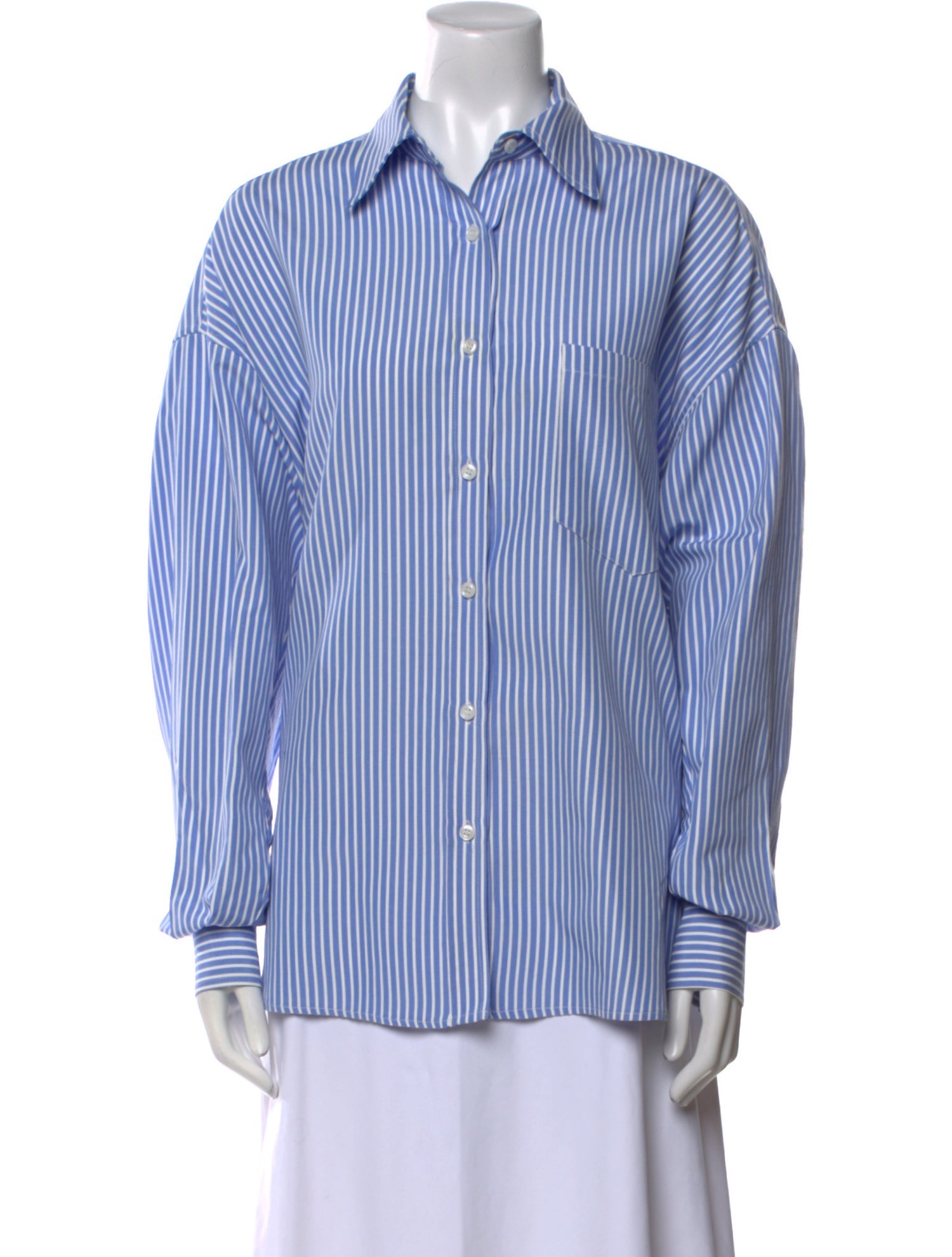 The Frankie Shop Striped Long Sleeve Button-Up Top