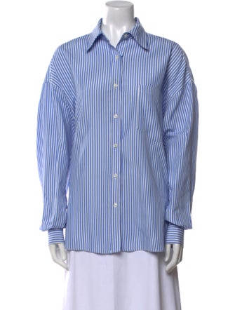 The Frankie Shop Striped Long Sleeve Button-Up Top