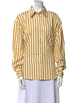 The Frankie Shop Striped Long Sleeve Button-Up Top