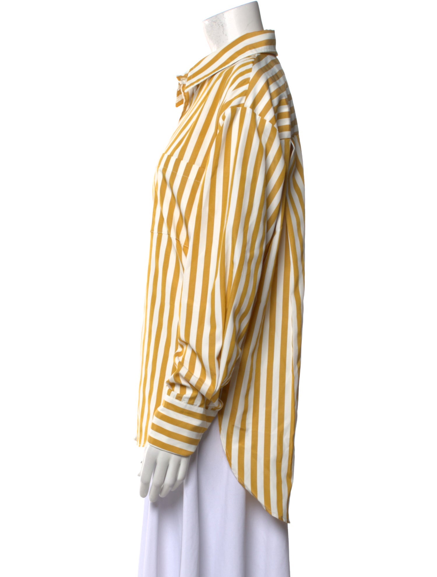 The Frankie Shop Striped Long Sleeve Button-Up Top