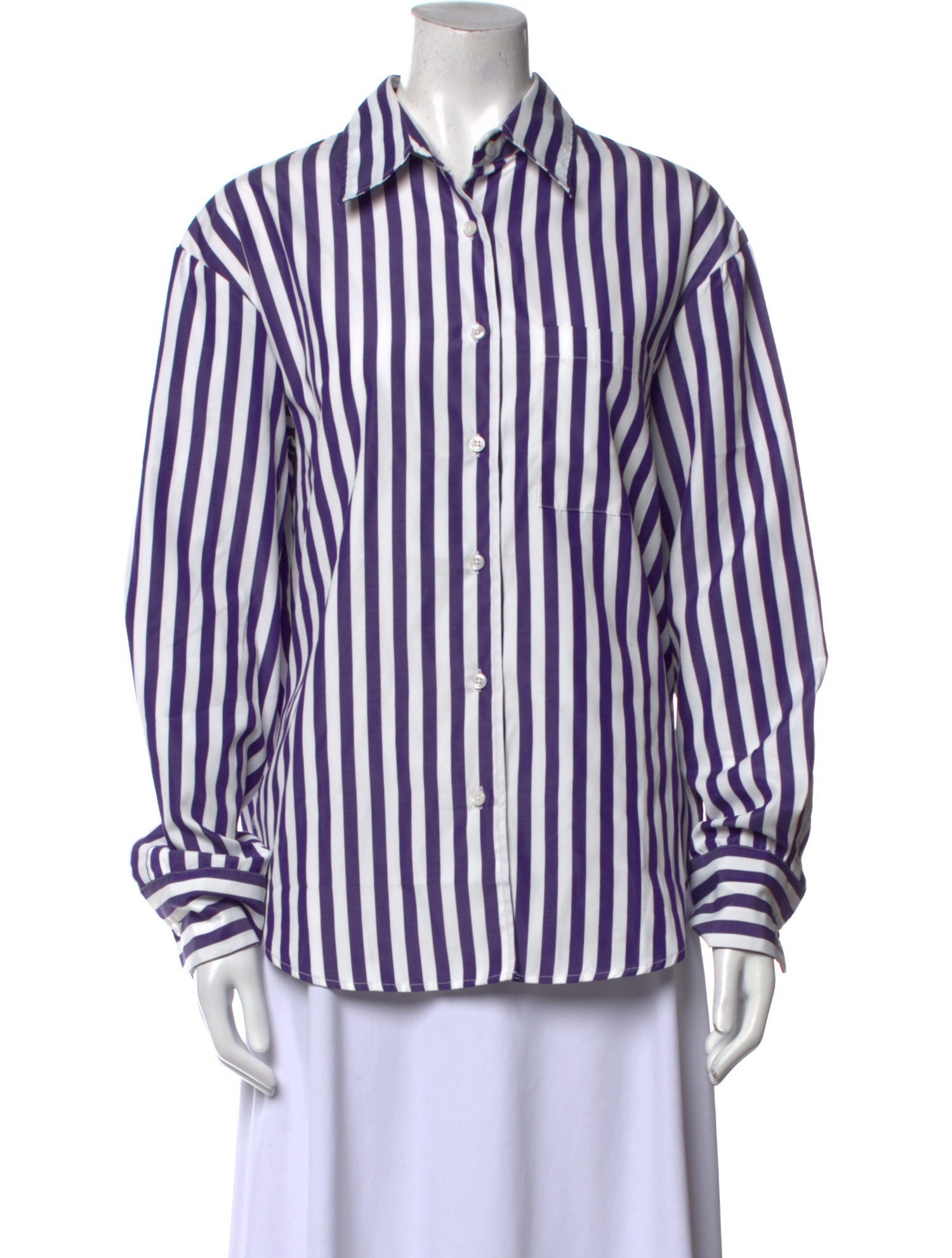 The Frankie Shop Striped Long Sleeve Button-Up Top