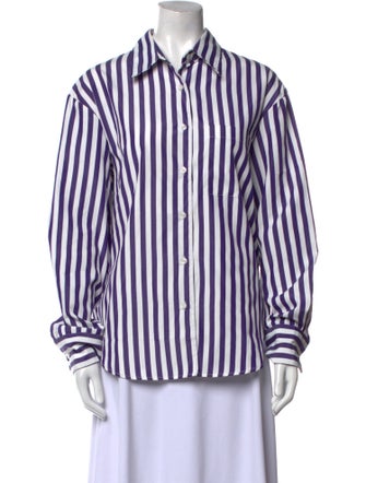 The Frankie Shop Striped Long Sleeve Button-Up Top