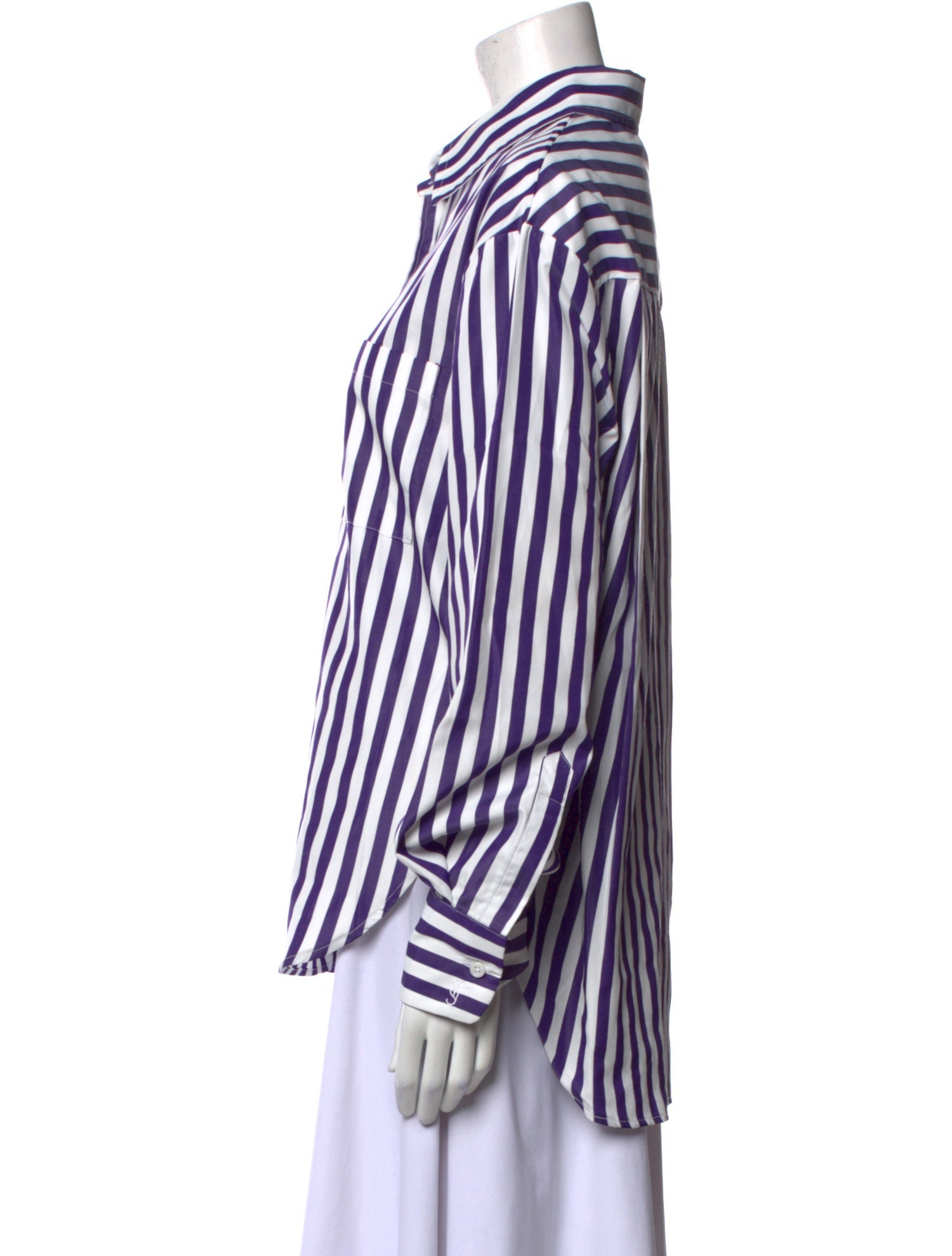 The Frankie Shop Striped Long Sleeve Button-Up Top