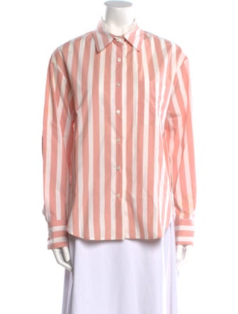 The Frankie Shop Striped Long Sleeve Button-Up Top