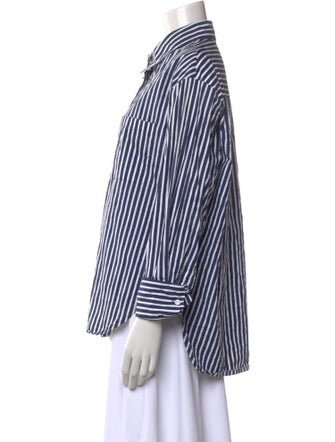 The Frankie Shop Striped Long Sleeve Button-Up Top