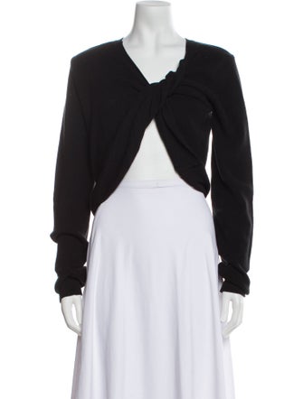 The Frankie Shop V-Neck Long Sleeve Crop Top