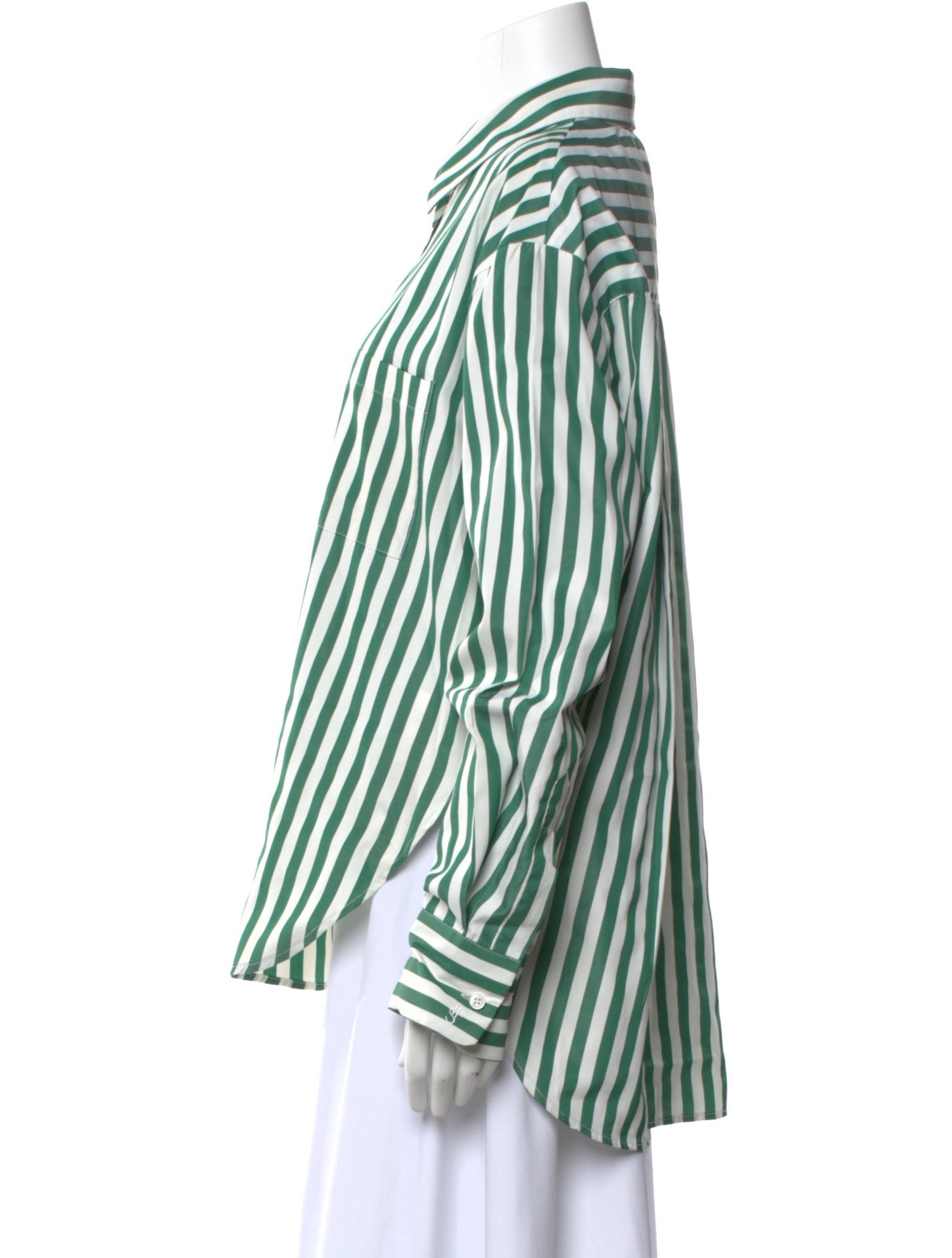 The Frankie Shop Striped Long Sleeve Button-Up Top