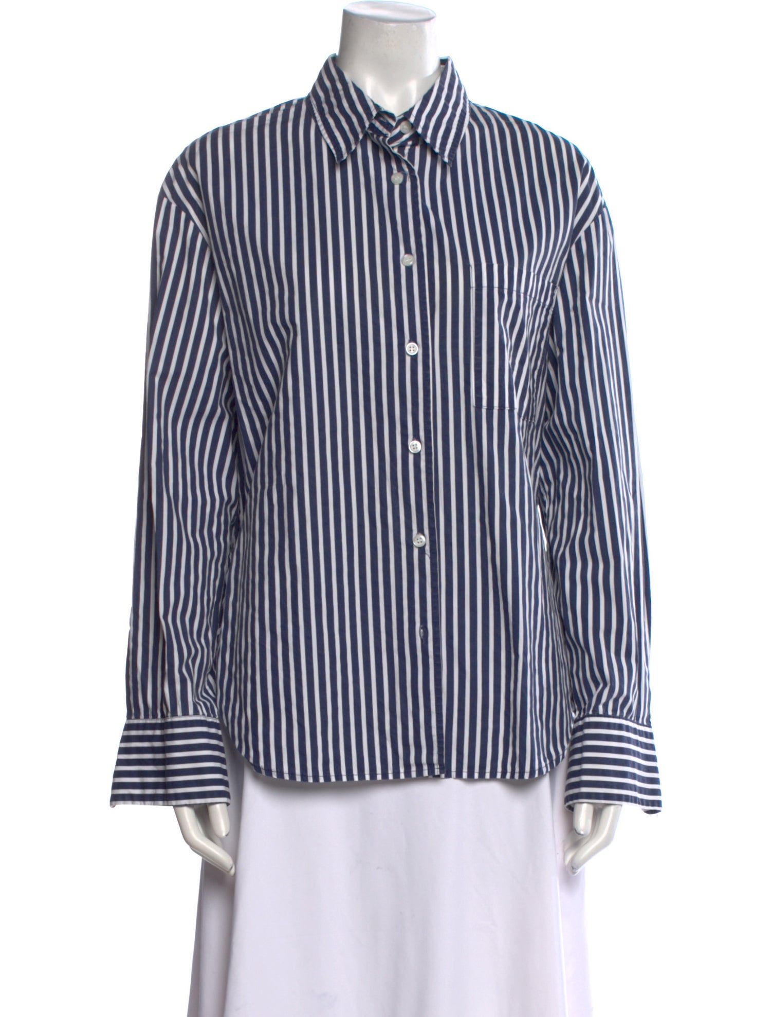 The Frankie Shop Striped Long Sleeve Button-Up Top