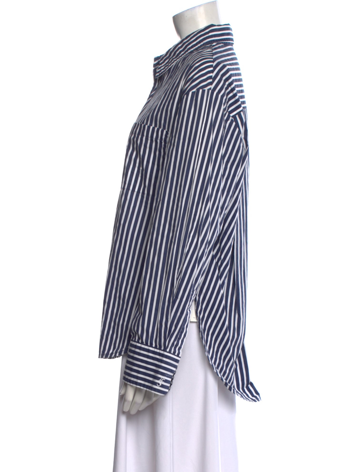 The Frankie Shop Striped Long Sleeve Button-Up Top