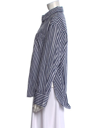 The Frankie Shop Striped Long Sleeve Button-Up Top