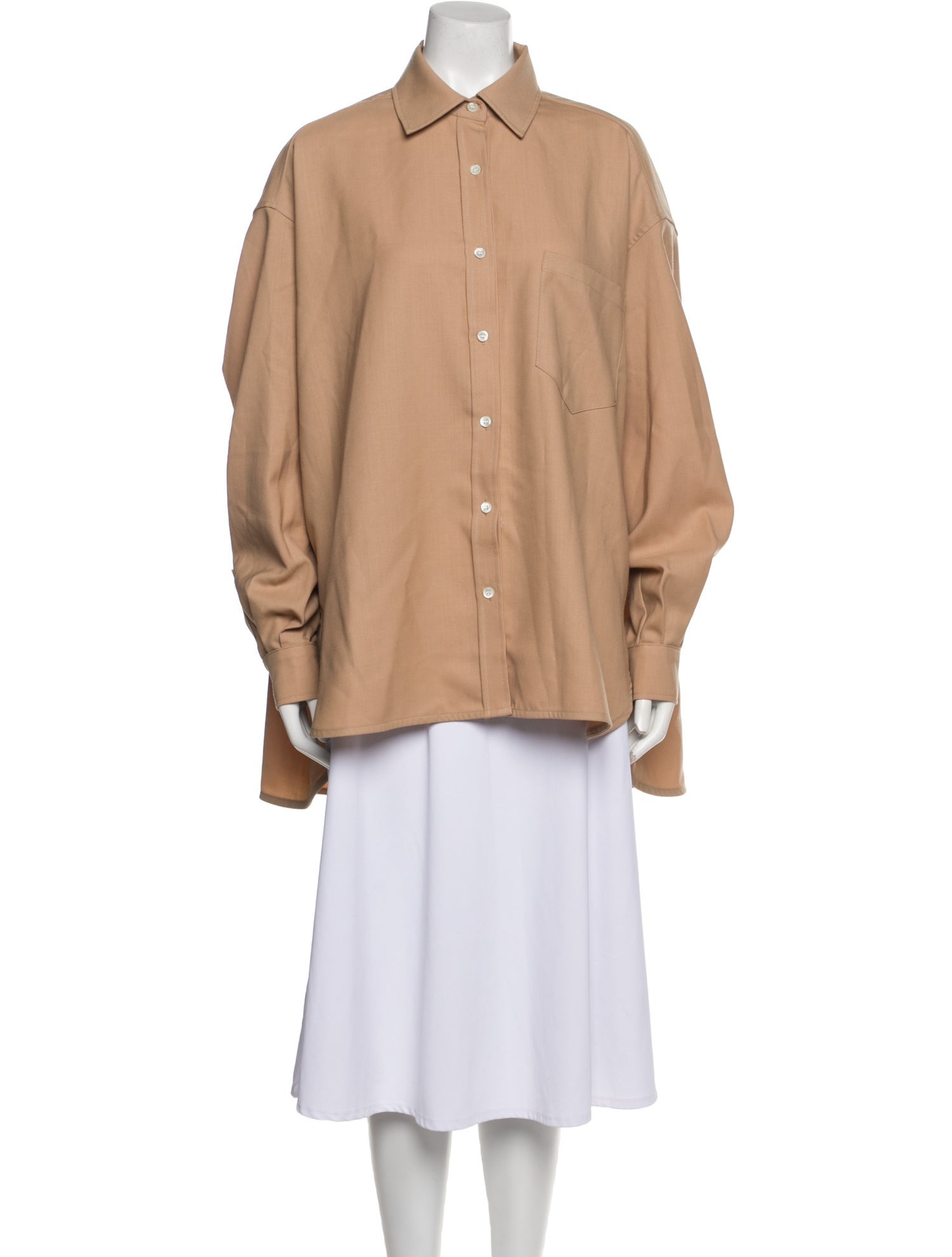 The Frankie Shop Virgin Wool Long Sleeve Button-Up Top w/ Tags