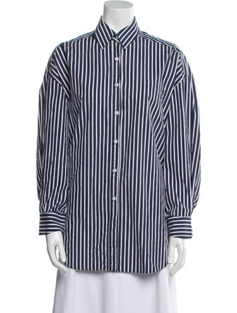The Frankie Shop Striped Long Sleeve Button-Up Top
