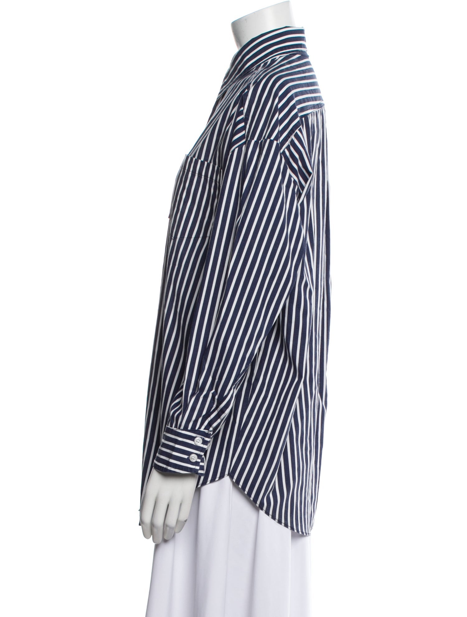 The Frankie Shop Striped Long Sleeve Button-Up Top