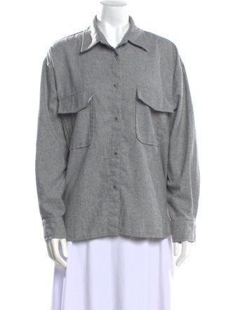 The Frankie Shop Wool Long Sleeve Button-Up Top