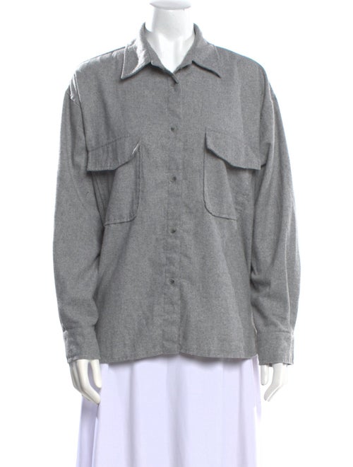 The Frankie Shop Wool Long Sleeve Button-Up Top