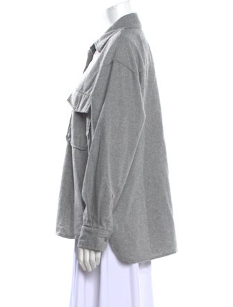 The Frankie Shop Wool Long Sleeve Button-Up Top