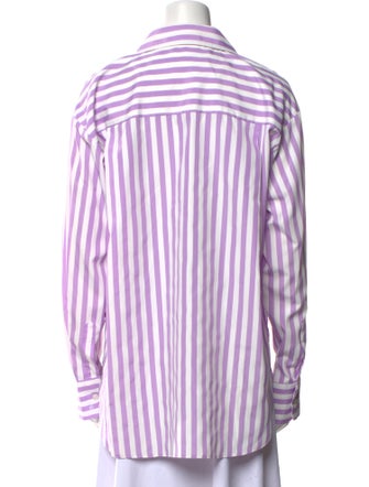 The Frankie Shop Striped Long Sleeve Button-Up Top