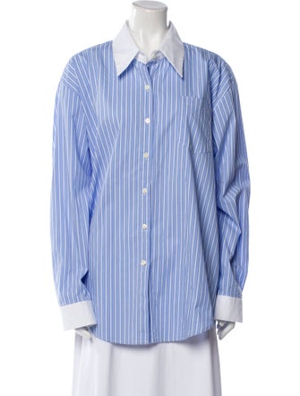 The Frankie Shop Striped Long Sleeve Button-Up Top