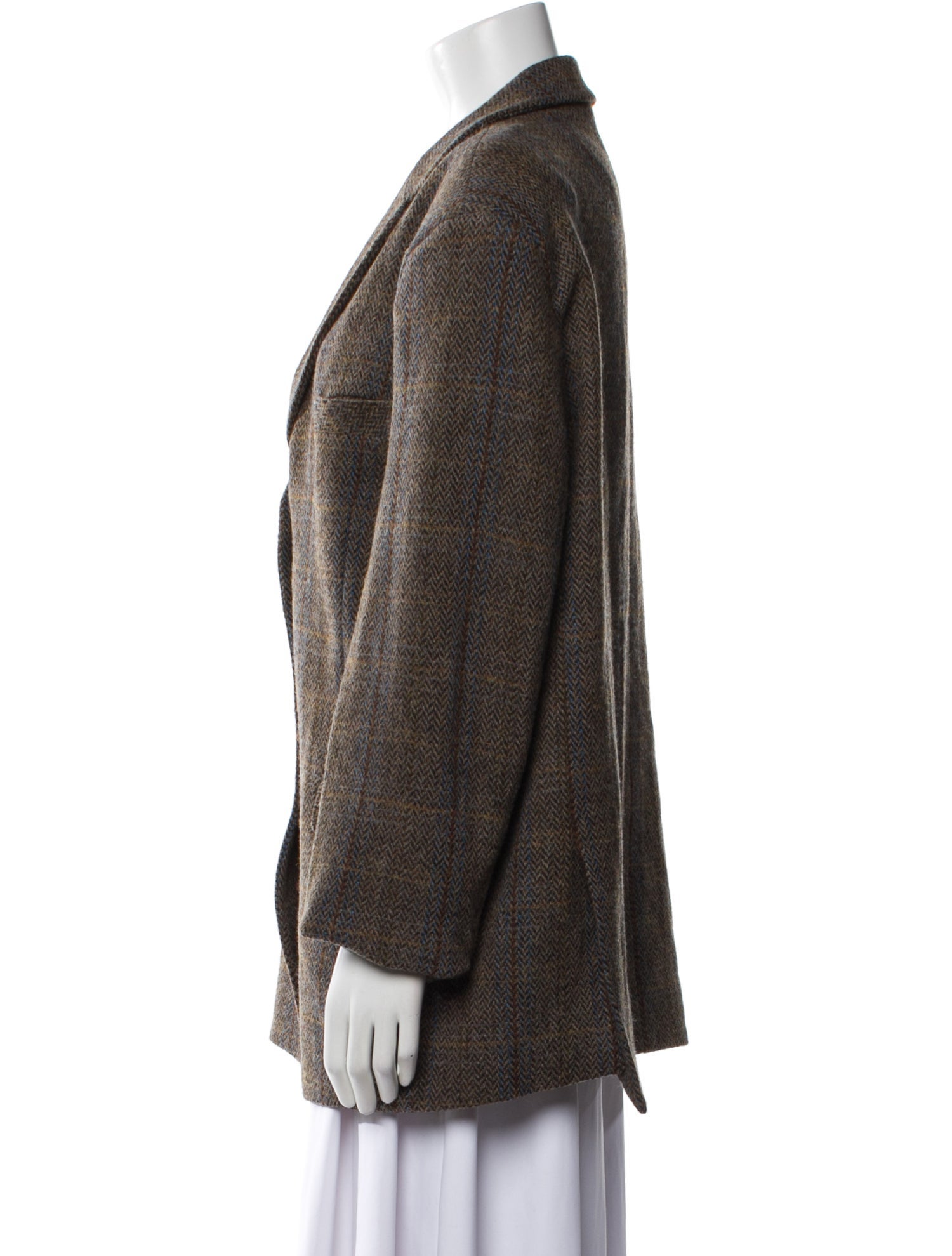 The Frankie Shop Wool Plaid Print Blazer