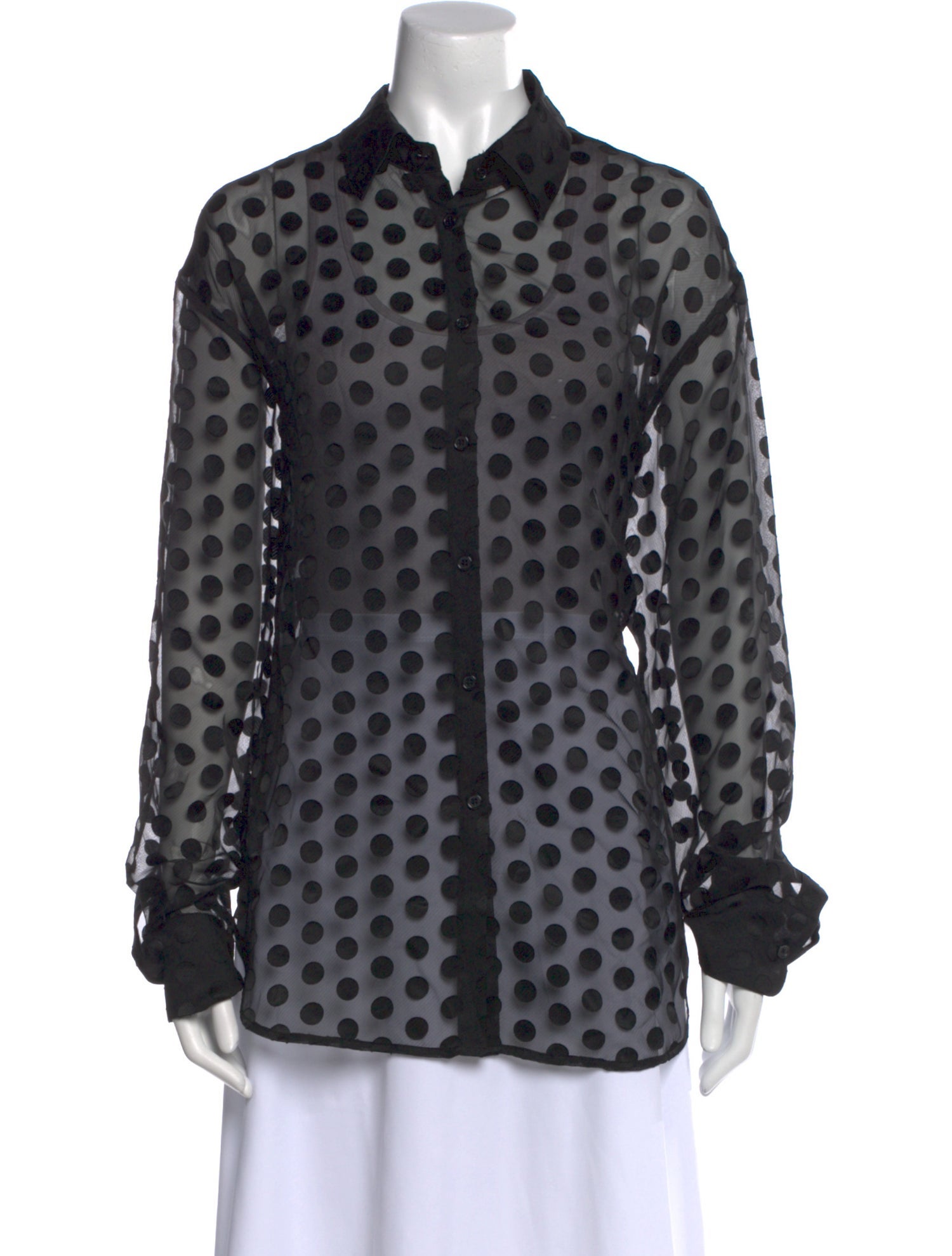 The Frankie Shop Polka Dot Print Long Sleeve Button-Up Top w/ Tags