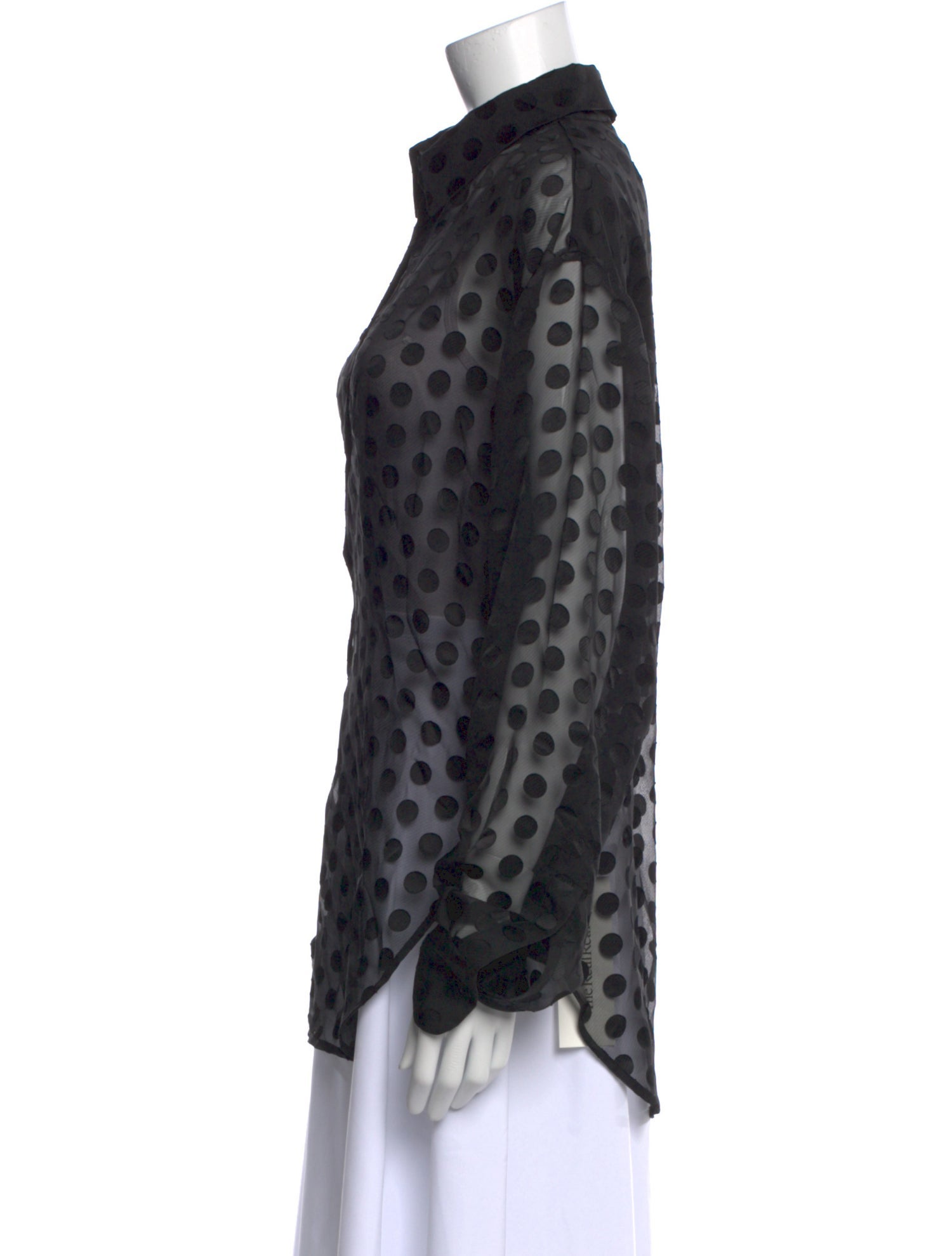 The Frankie Shop Polka Dot Print Long Sleeve Button-Up Top w/ Tags