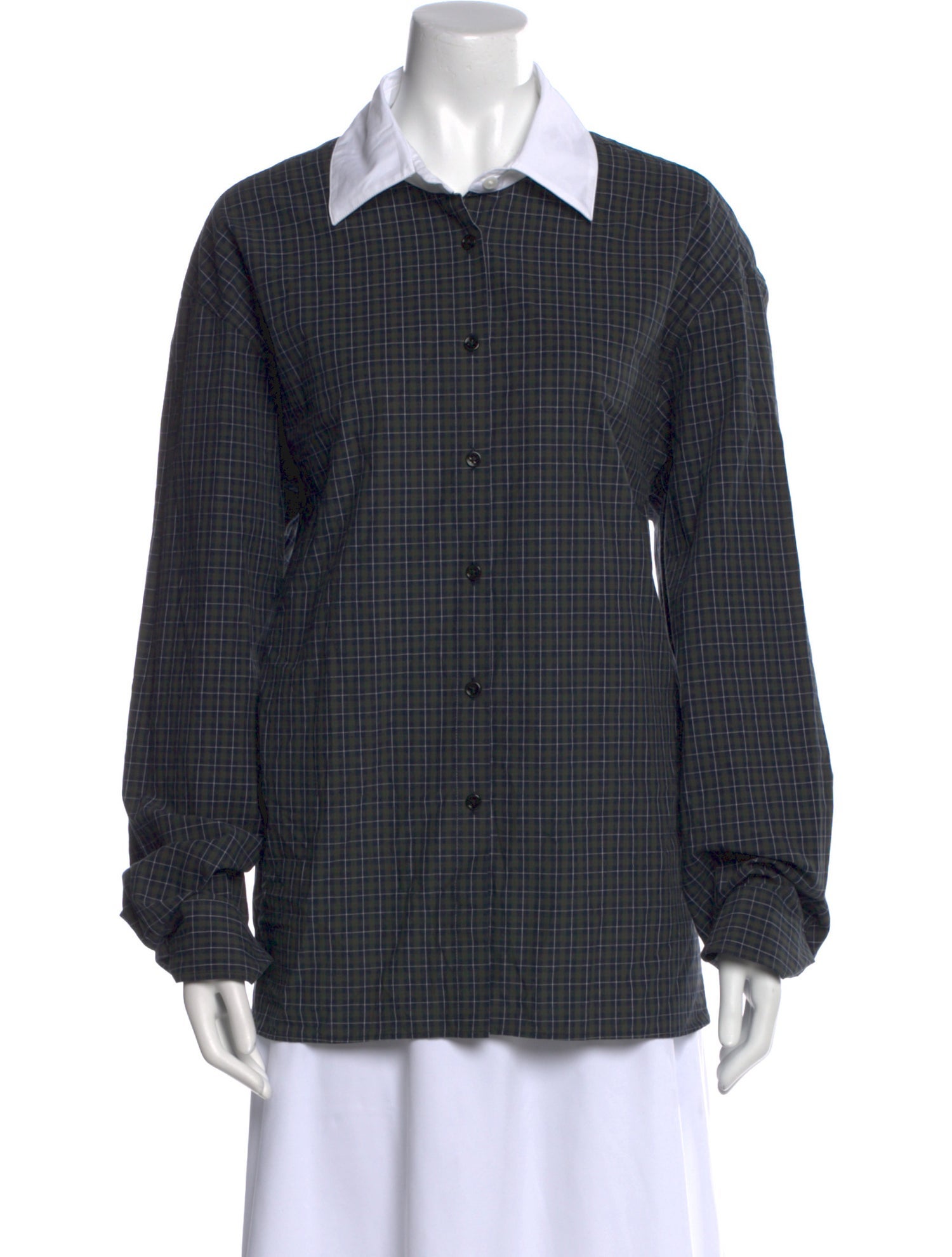The Frankie Shop Plaid Print Long Sleeve Button-Up Top w/ Tags