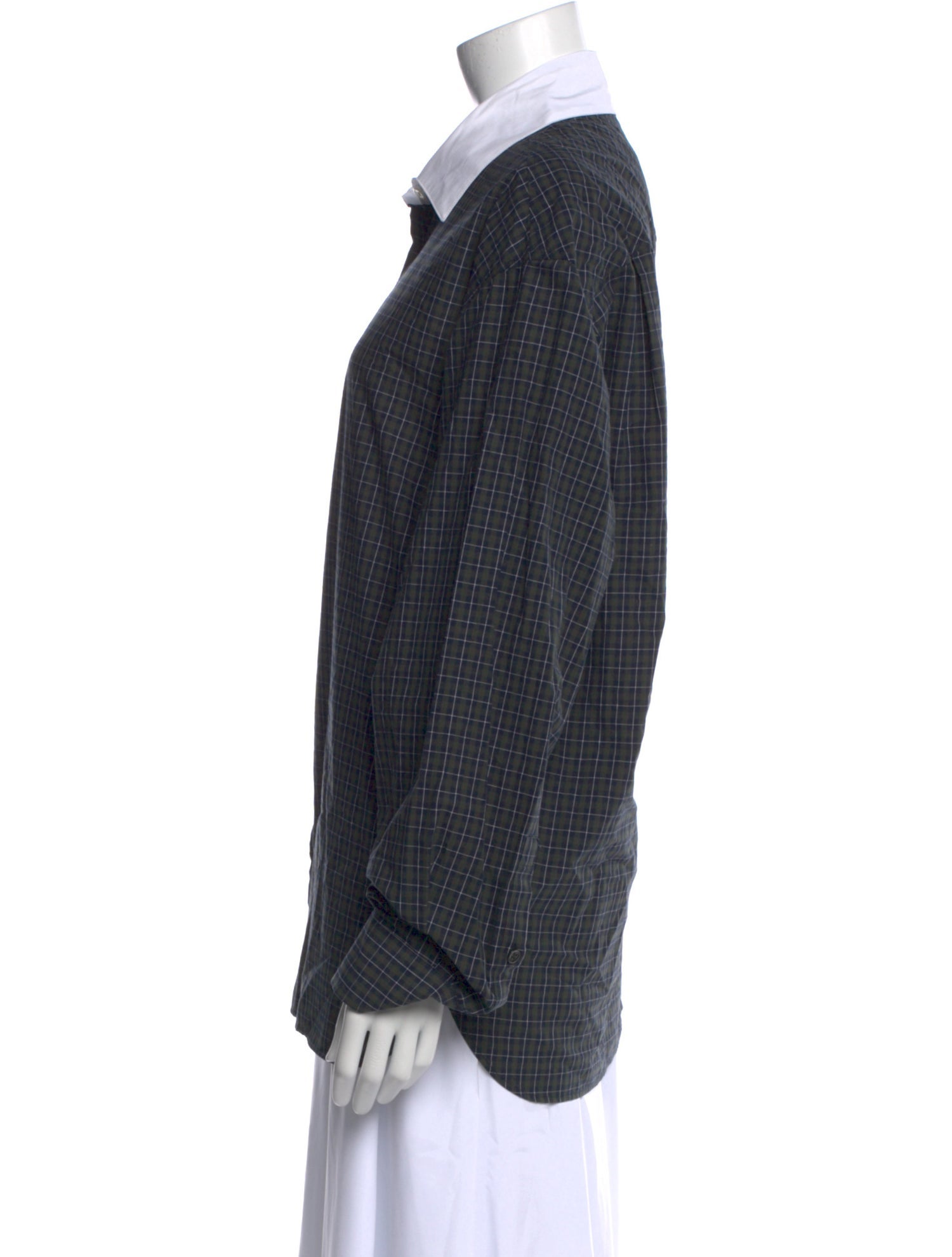 The Frankie Shop Plaid Print Long Sleeve Button-Up Top w/ Tags