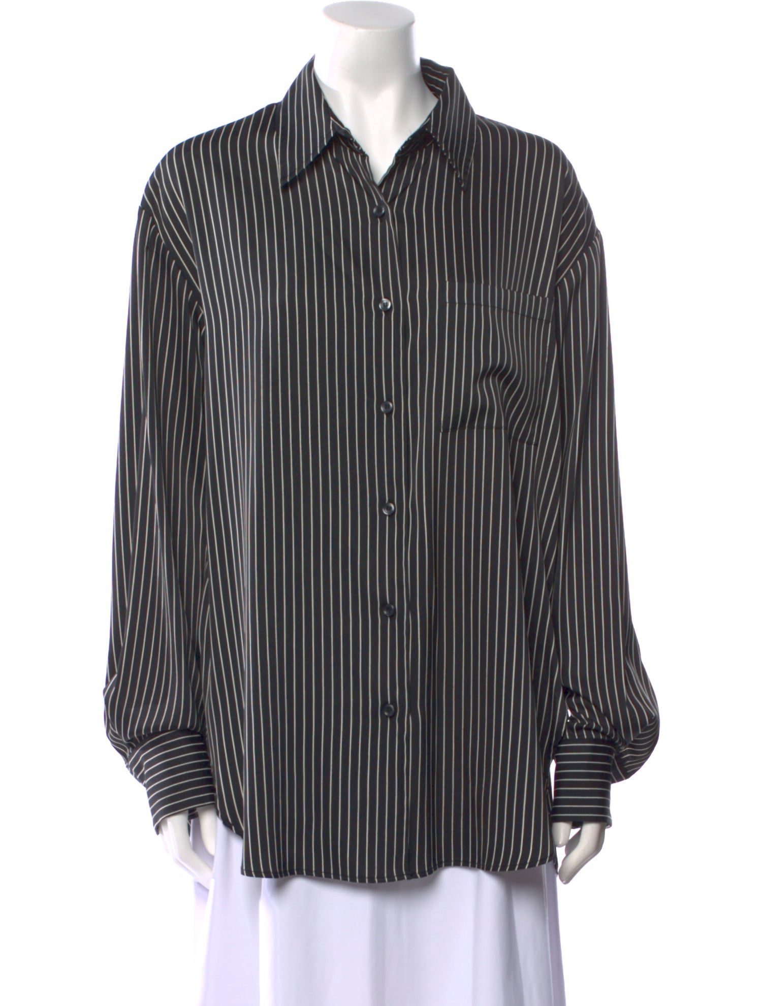 The Frankie Shop Striped Long Sleeve Button-Up Top