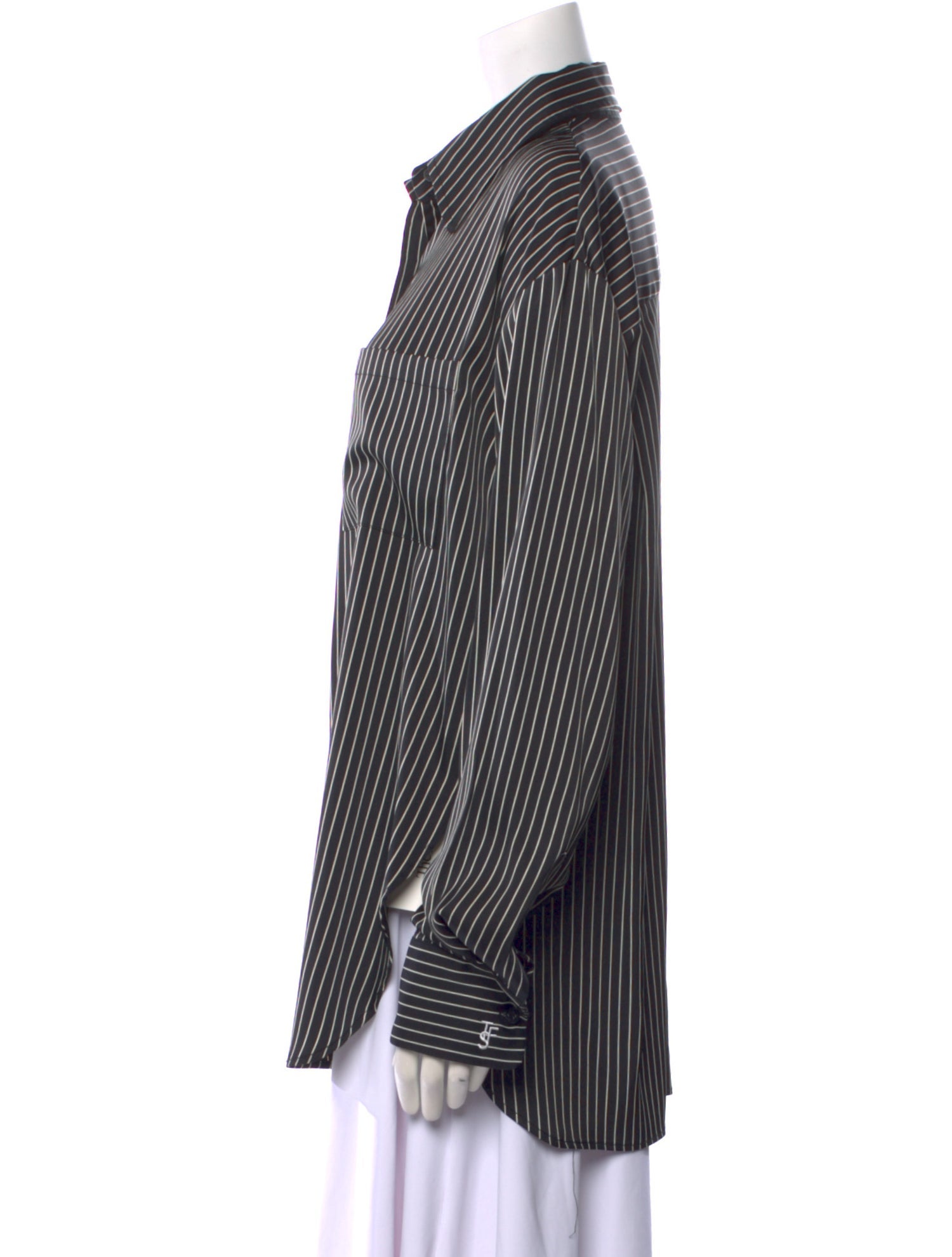 The Frankie Shop Striped Long Sleeve Button-Up Top