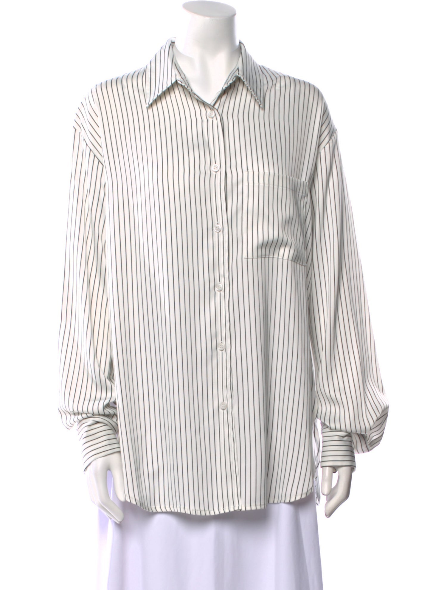 The Frankie Shop Striped Long Sleeve Button-Up Top