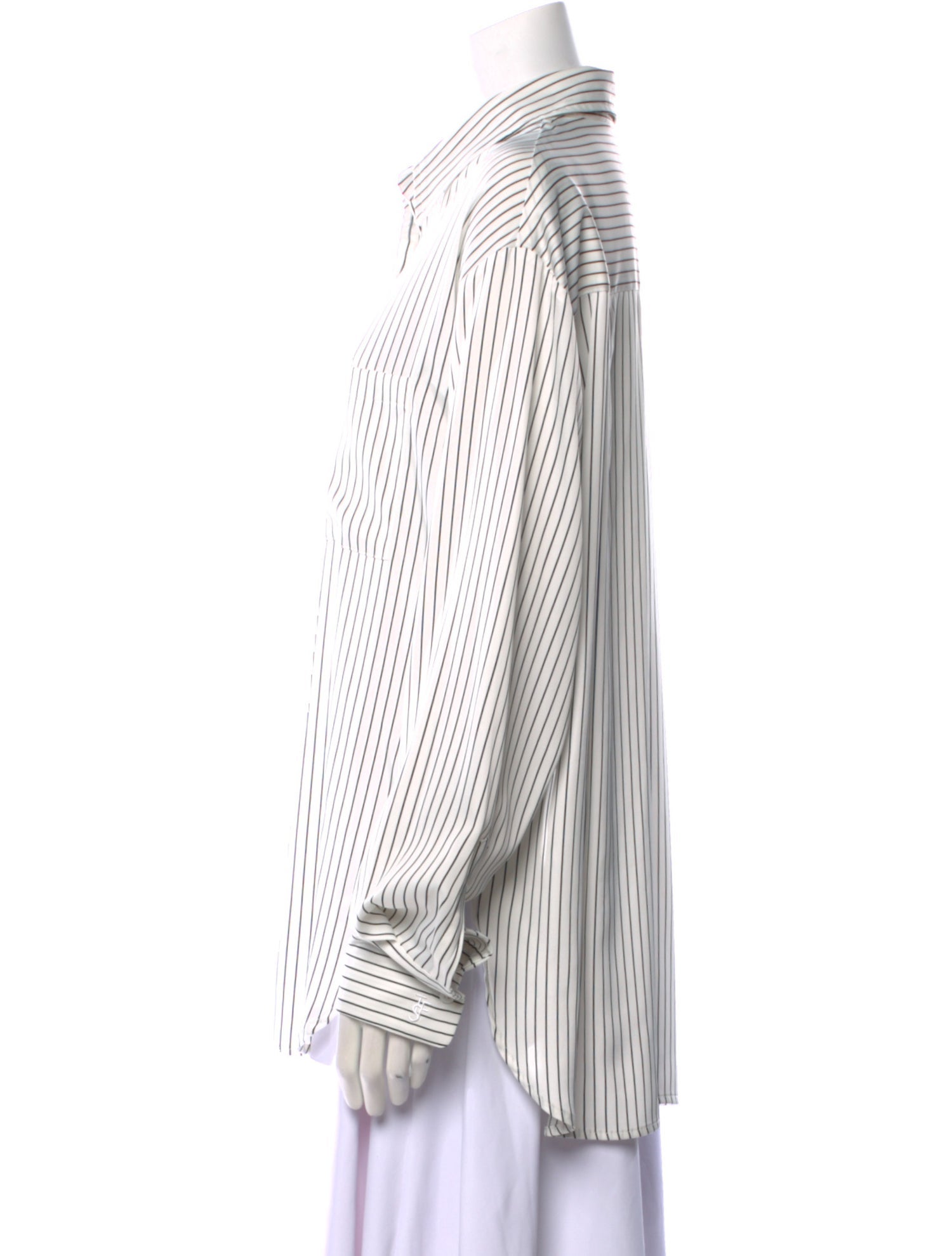 The Frankie Shop Striped Long Sleeve Button-Up Top