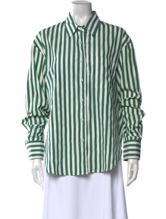 The Frankie Shop Striped Long Sleeve Button-Up Top