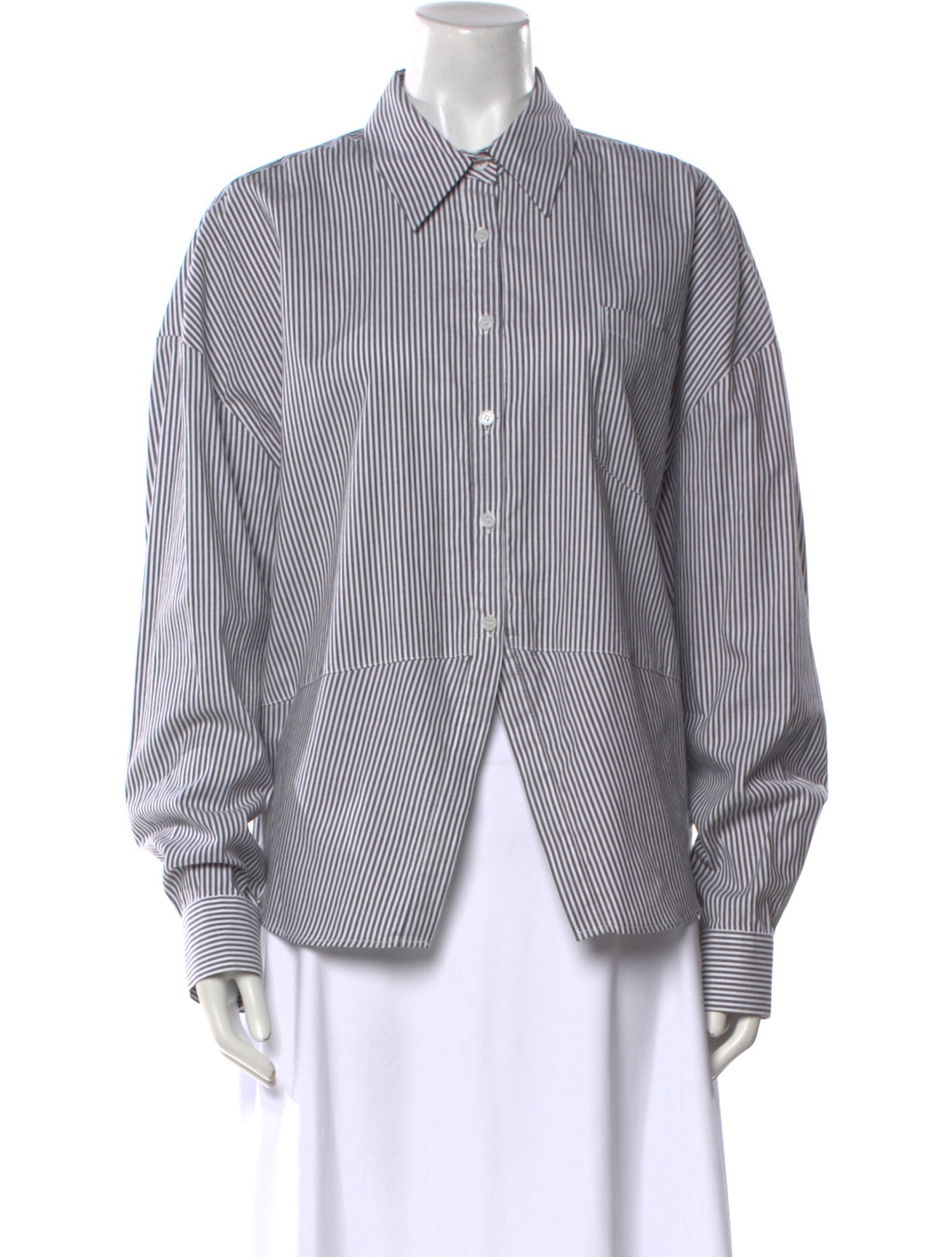 The Frankie Shop Striped Long Sleeve Button-Up Top