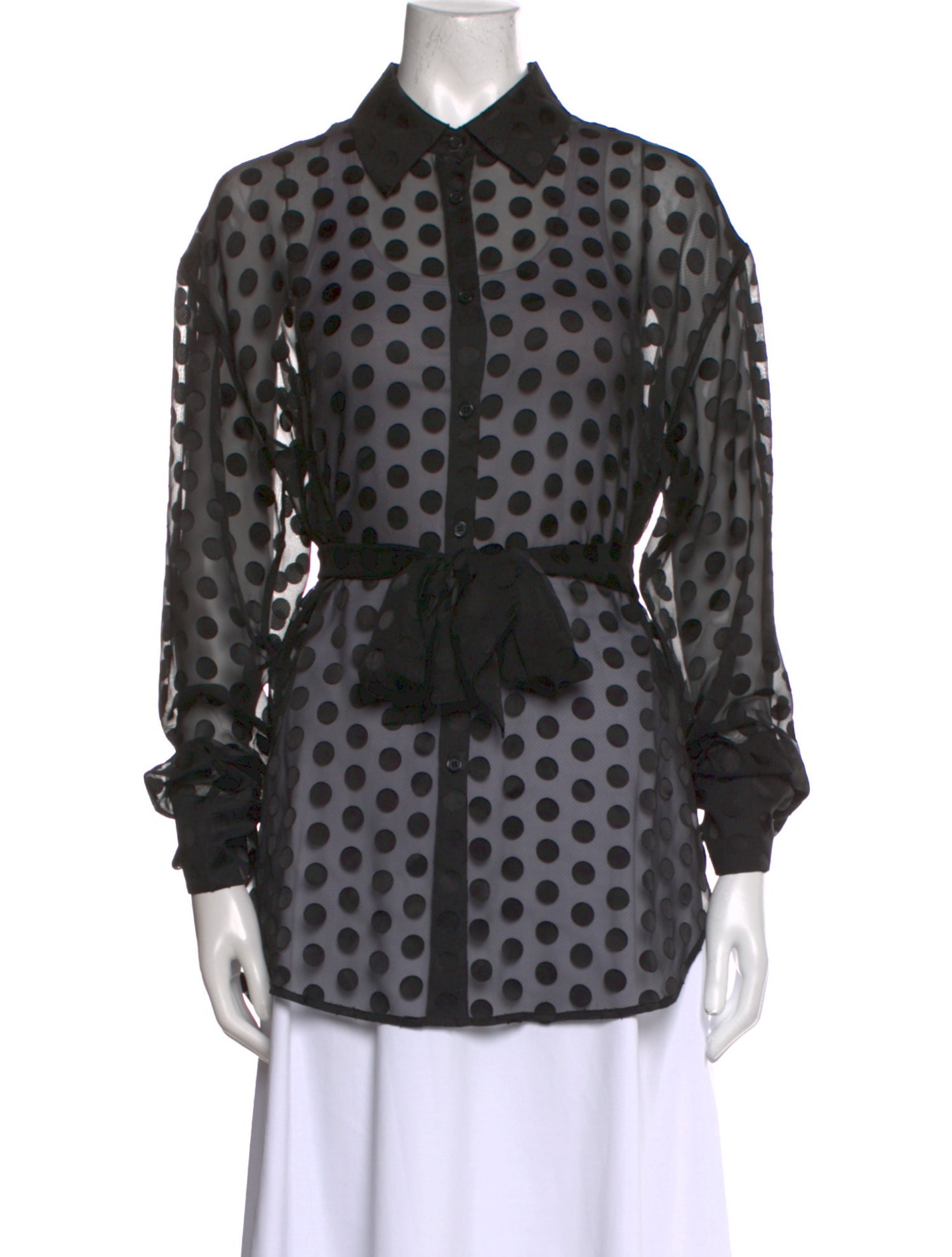The Frankie Shop Polka Dot Print Long Sleeve Button-Up Top