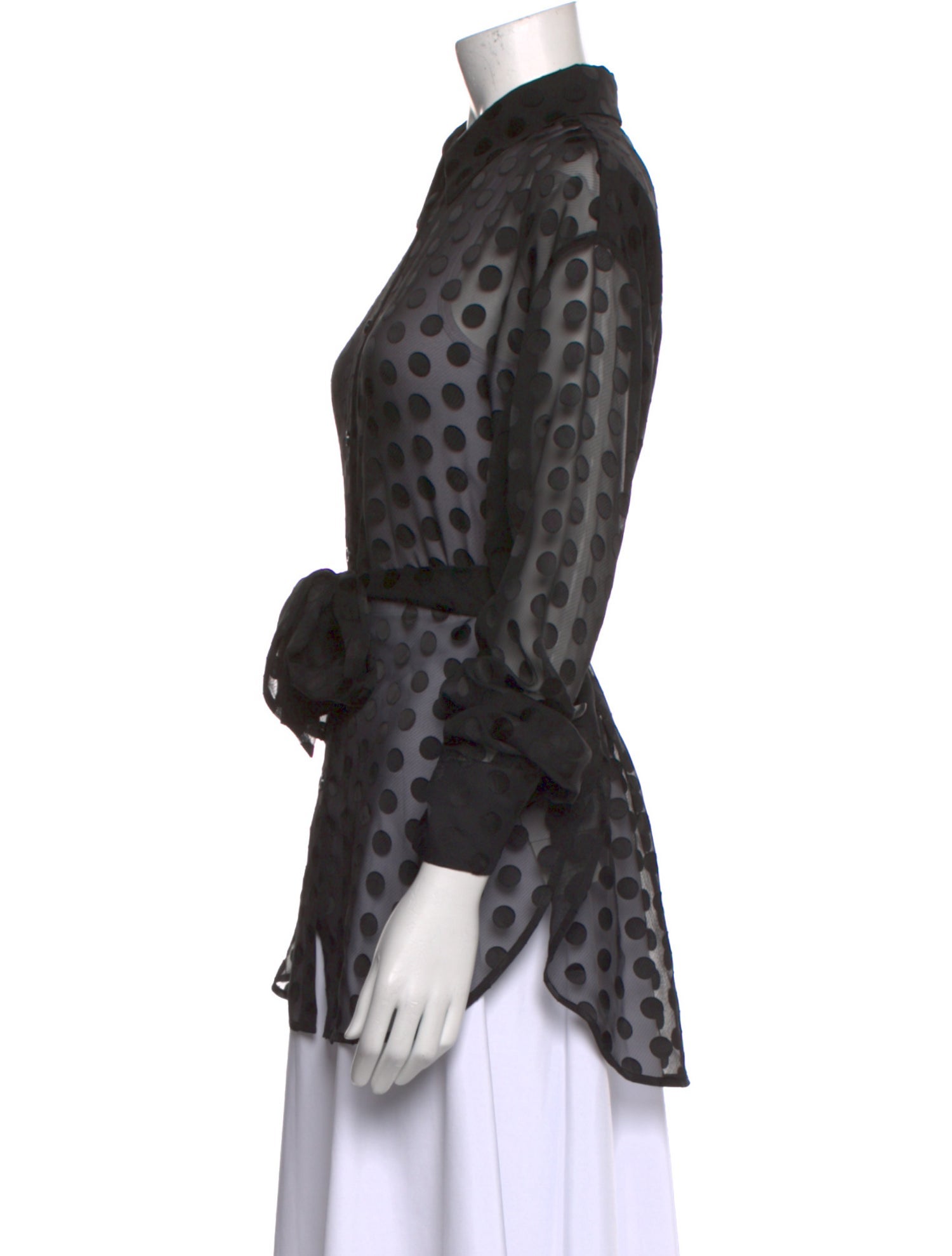 The Frankie Shop Polka Dot Print Long Sleeve Button-Up Top