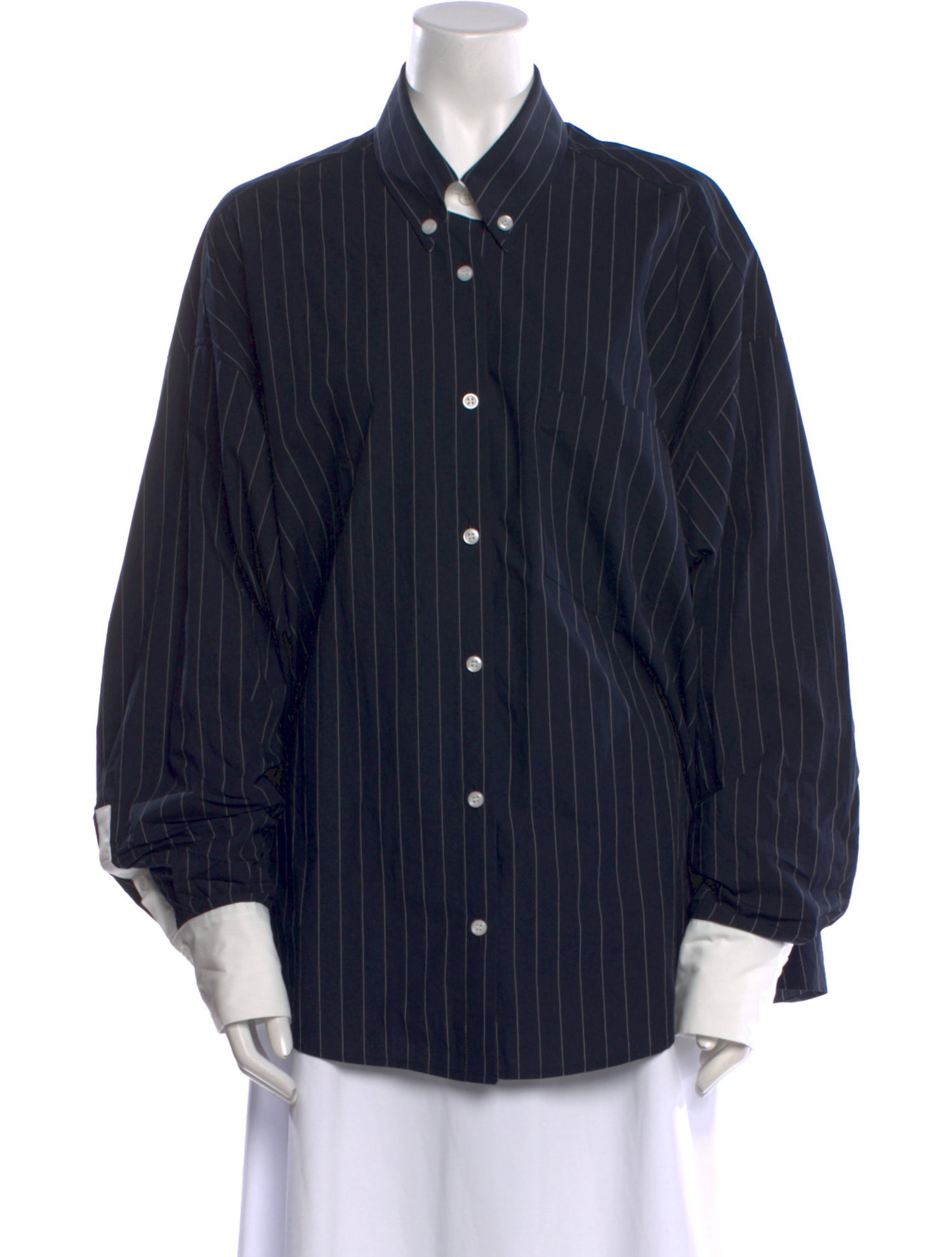 The Frankie Shop Striped Long Sleeve Button-Up Top