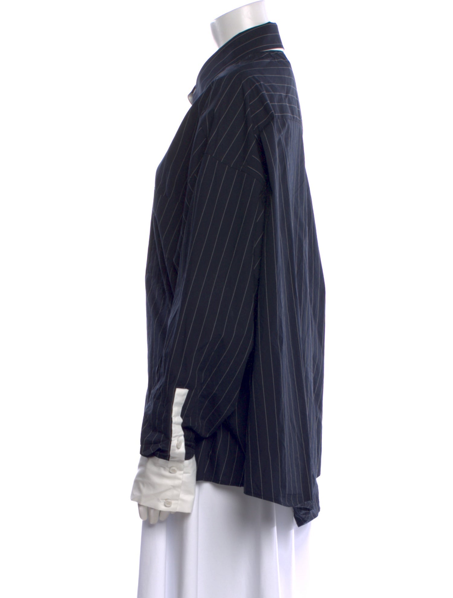 The Frankie Shop Striped Long Sleeve Button-Up Top