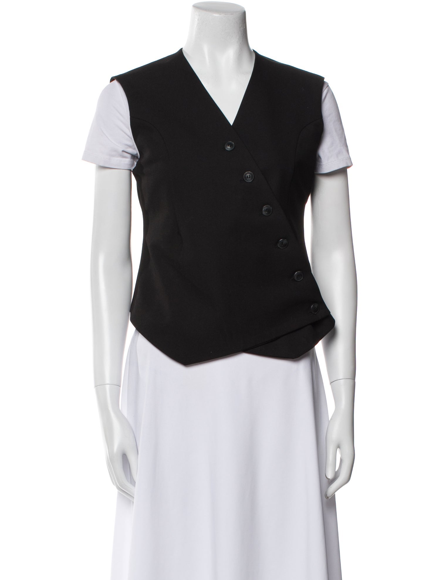 The Frankie Shop V-Neck Short Sleeve Button-Up Top